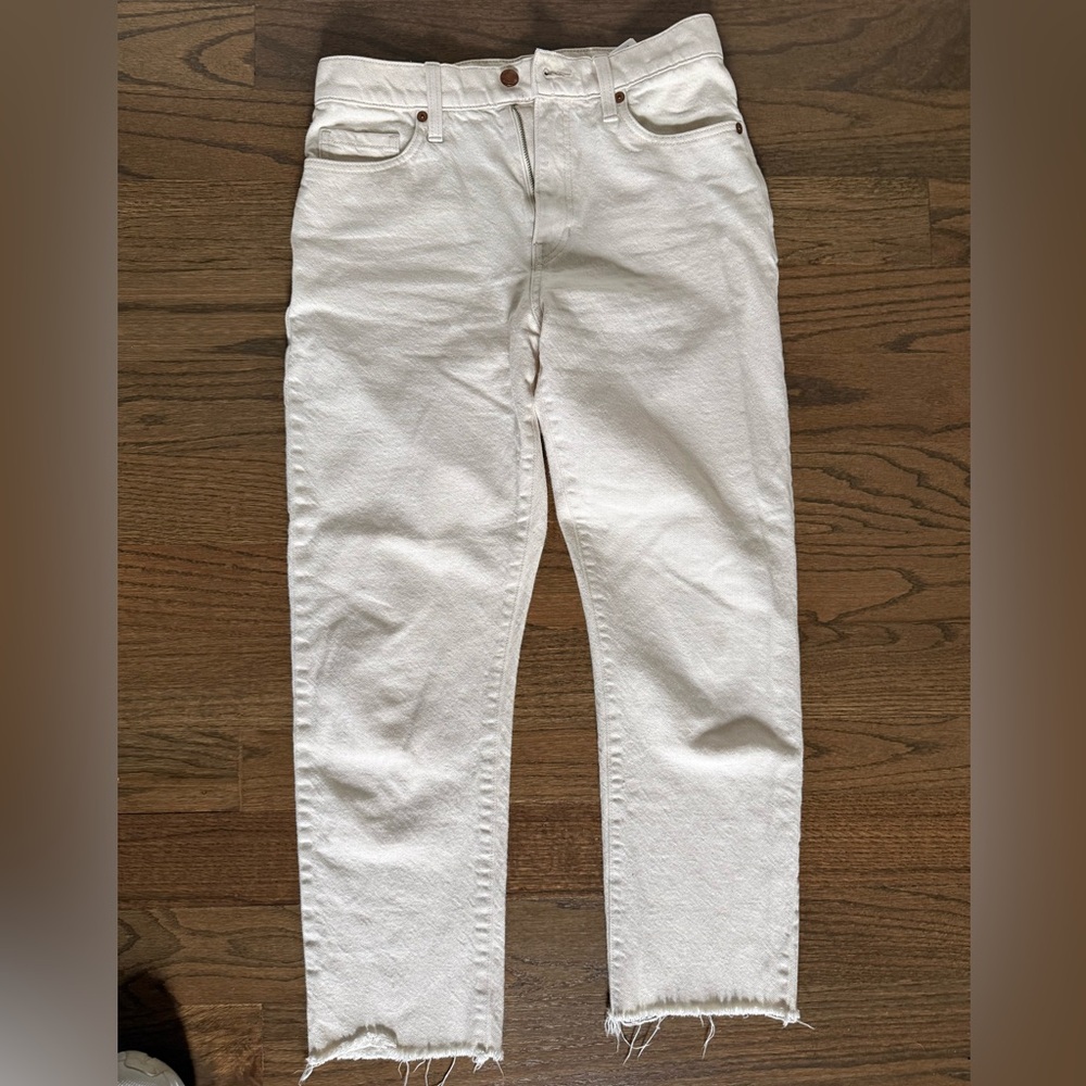 Banana Republic Cream High-Rise Straight Jeans